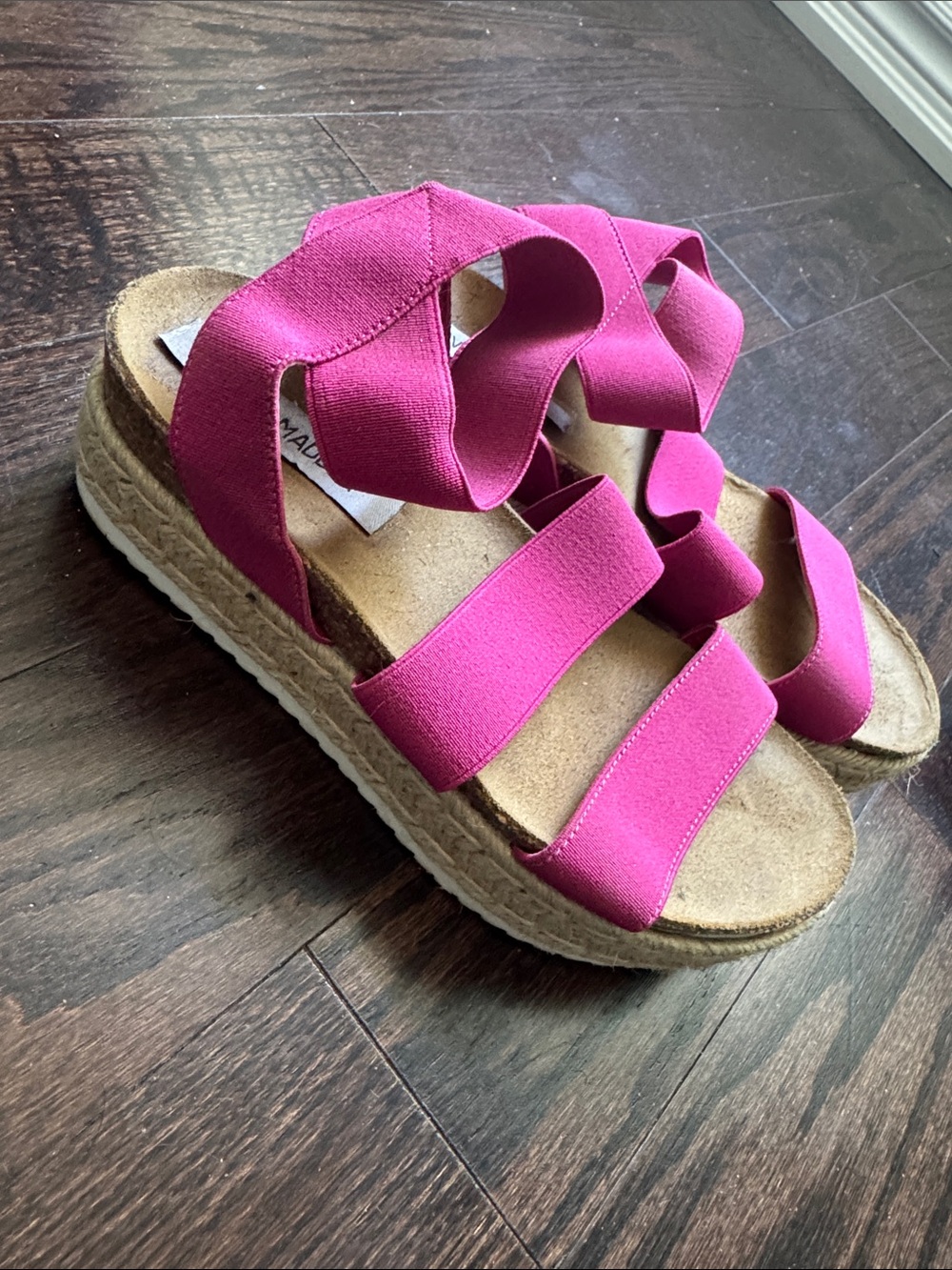 Womens Hot Pink Strappy Platform Sandals